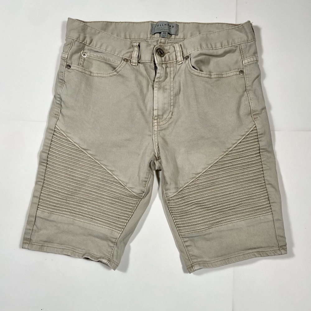 Men’s khaki moto shorts